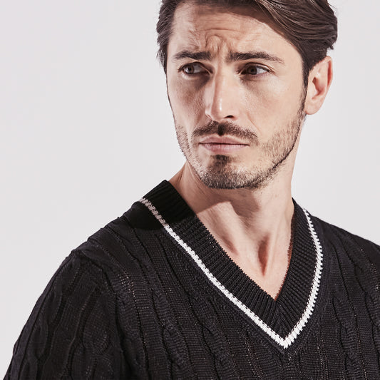 sporta：ケーブル編みVネックプルオーバー（＃4256）